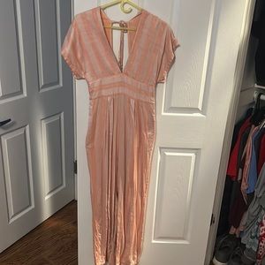 Pink striped jumpsuit